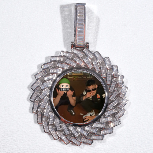 Large 3D Baguette Custom Picture Pendant