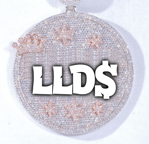 CUSTOM LETTER NECKLACE 3D BIG CROWN DISC
