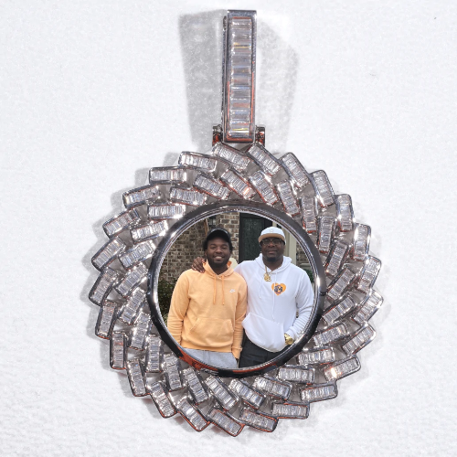 Large 3D Baguette Custom Picture Pendant