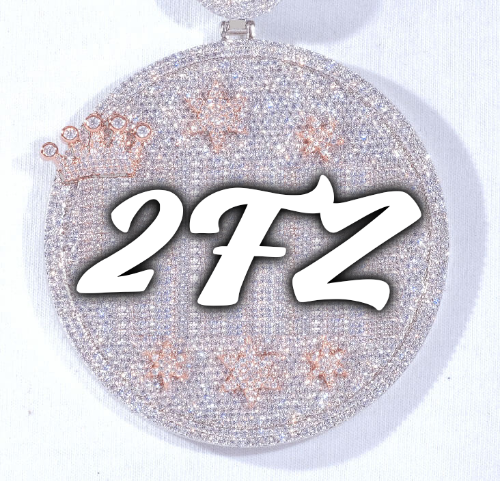 CUSTOM LETTER NECKLACE 3D BIG CROWN DISC