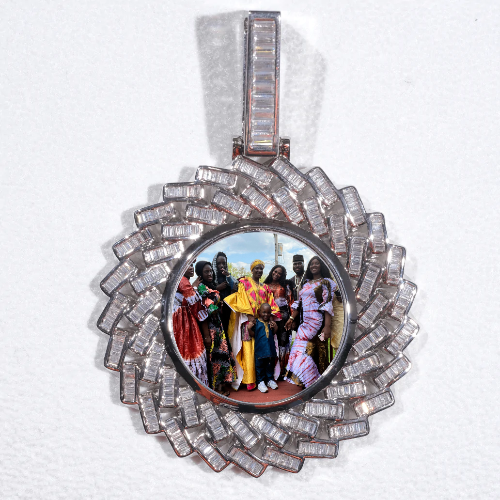 Large 3D Baguette Custom Picture Pendant