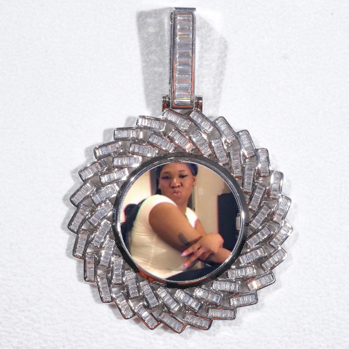 Large 3D Baguette Custom Picture Pendant
