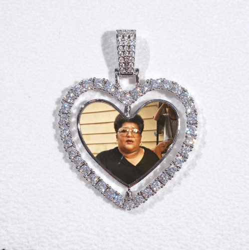 3D Spinning 2-Faced Heart Custom Picture Pendant