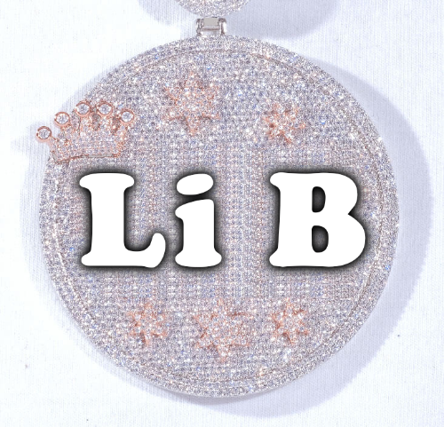 CUSTOM LETTER NECKLACE 3D BIG CROWN DISC