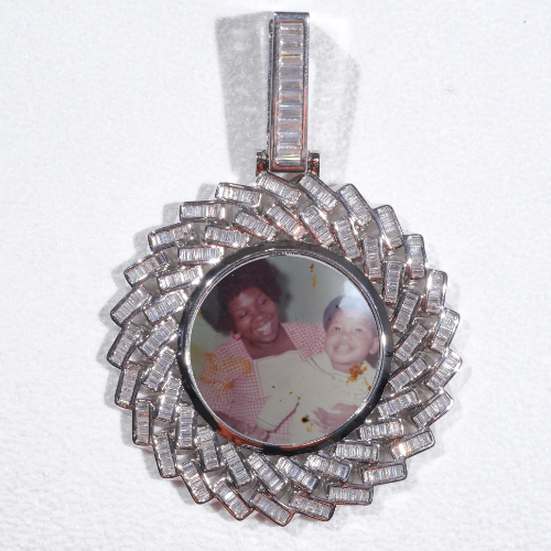Large 3D Baguette Custom Picture Pendant
