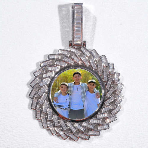 Large 3D Baguette Custom Picture Pendant