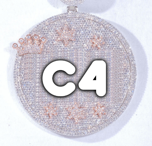 CUSTOM LETTER NECKLACE 3D BIG CROWN DISC