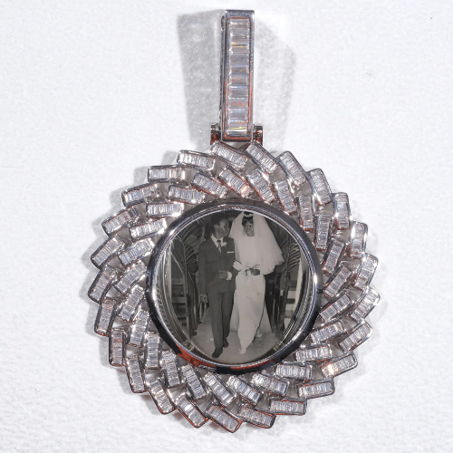 Large 3D Baguette Custom Picture Pendant