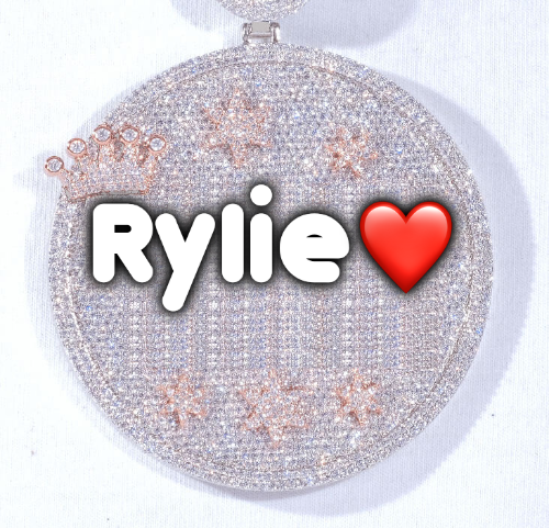 CUSTOM LETTER NECKLACE 3D BIG CROWN DISC
