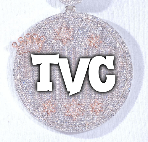 CUSTOM LETTER NECKLACE 3D BIG CROWN DISC