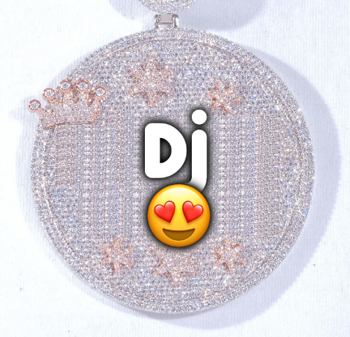 CUSTOM LETTER NECKLACE 3D BIG CROWN DISC