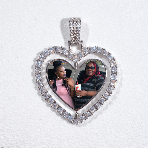 3D Spinning 2-Faced Heart Custom Picture Pendant
