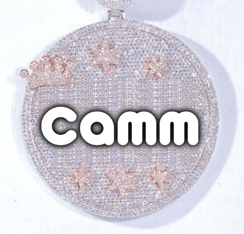 CUSTOM LETTER NECKLACE 3D BIG CROWN DISC