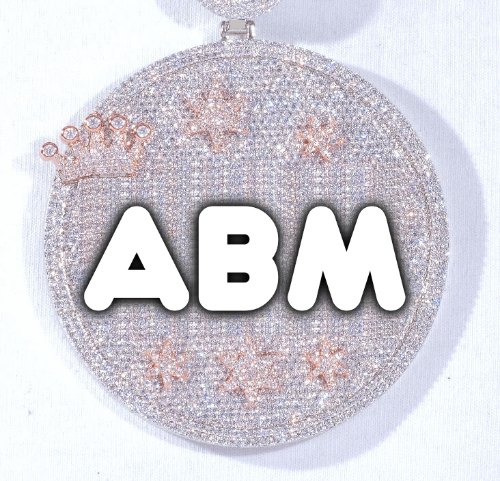 CUSTOM LETTER NECKLACE 3D BIG CROWN DISC