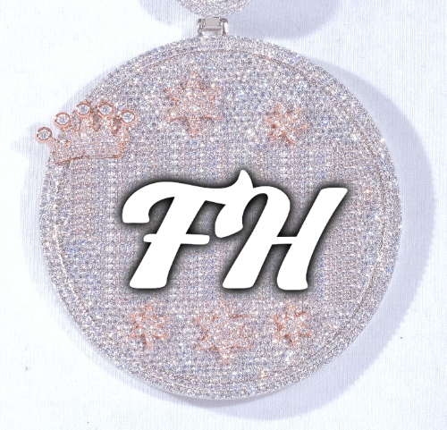 CUSTOM LETTER NECKLACE 3D BIG CROWN DISC