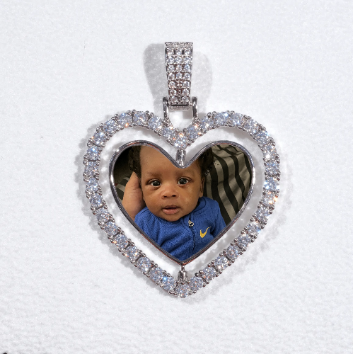 3D Spinning 2-Faced Heart Custom Picture Pendant