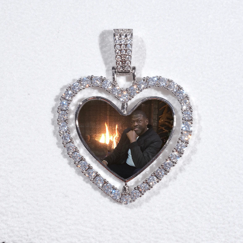 3D Spinning 2-Faced Heart Custom Picture Pendant