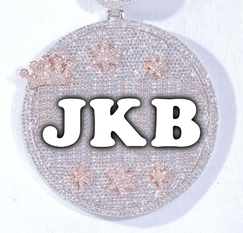 CUSTOM LETTER NECKLACE 3D BIG CROWN DISC