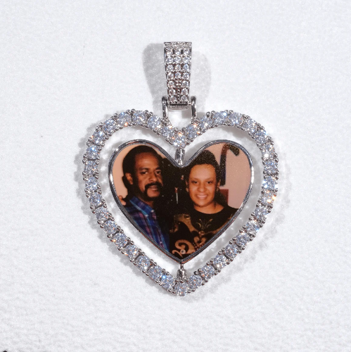 3D Spinning 2-Faced Heart Custom Picture Pendant