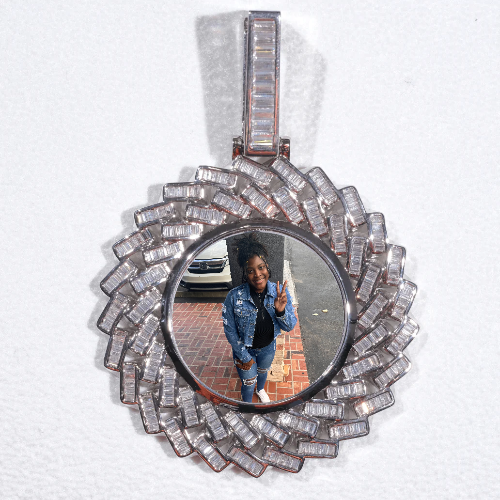 Large 3D Baguette Custom Picture Pendant