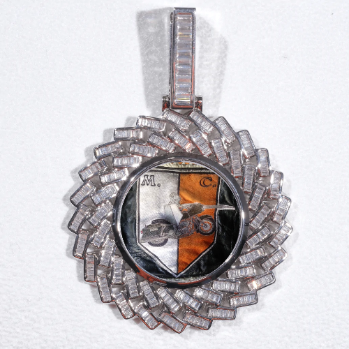 Large 3D Baguette Custom Picture Pendant