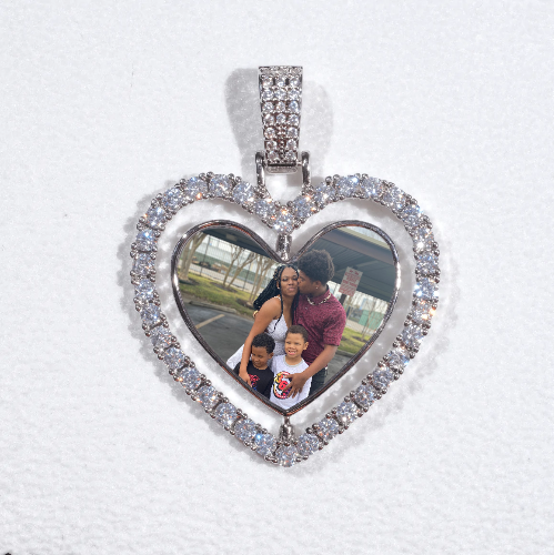 3D Spinning 2-Faced Heart Custom Picture Pendant