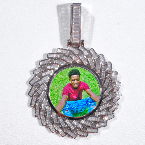 Large 3D Baguette Custom Picture Pendant