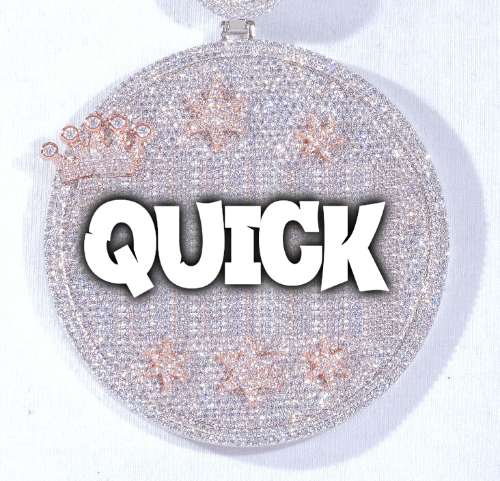 CUSTOM LETTER NECKLACE 3D BIG CROWN DISC
