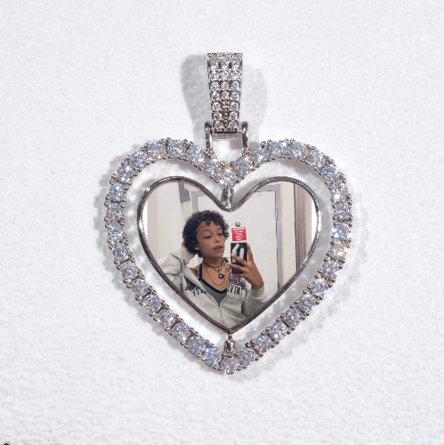 3D Spinning 2-Faced Heart Custom Picture Pendant