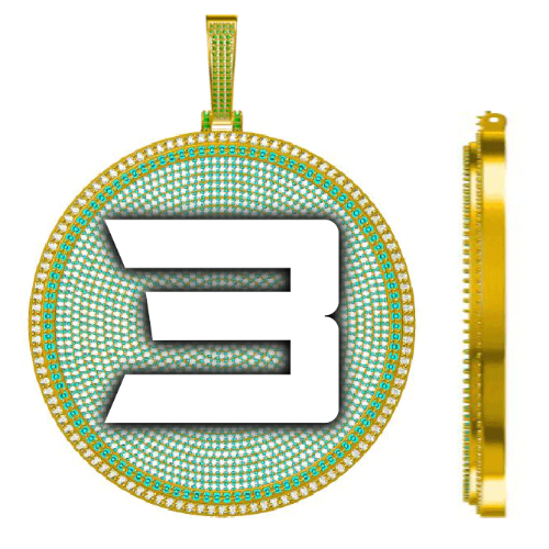 CUSTOM LETTER NECKLACE 3D BIG DISC