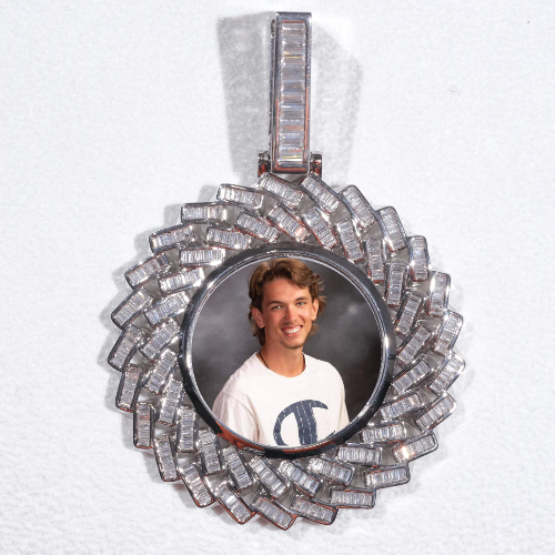 Large 3D Baguette Custom Picture Pendant