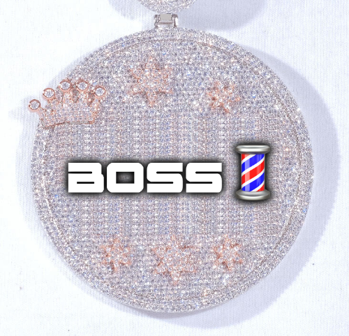 CUSTOM LETTER NECKLACE 3D BIG CROWN DISC