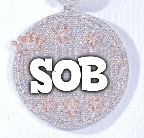 CUSTOM LETTER NECKLACE 3D BIG CROWN DISC