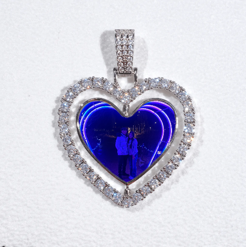3D Spinning 2-Faced Heart Custom Picture Pendant