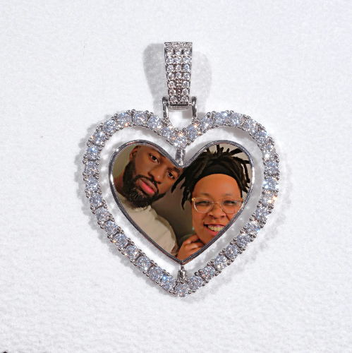 3D Spinning 2-Faced Heart Custom Picture Pendant
