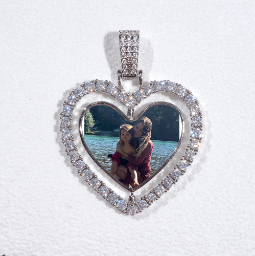 3D Spinning 2-Faced Heart Custom Picture Pendant