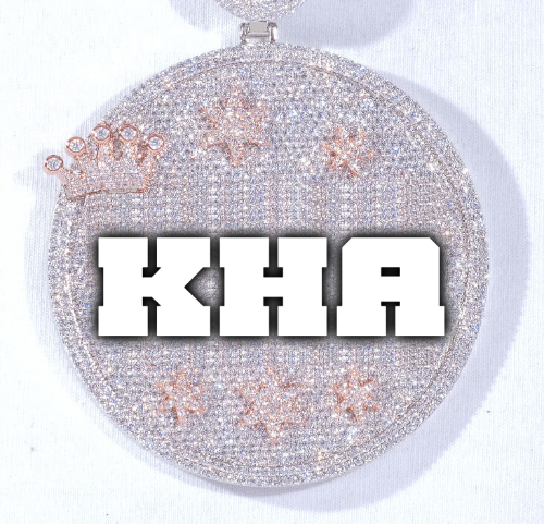 CUSTOM LETTER NECKLACE 3D BIG CROWN DISC