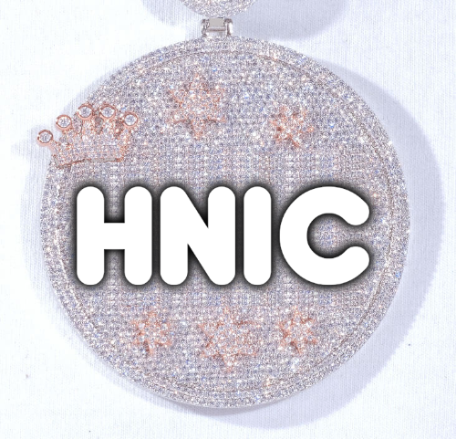 CUSTOM LETTER NECKLACE 3D BIG CROWN DISC