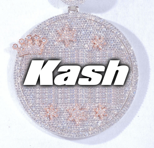 CUSTOM LETTER NECKLACE 3D BIG CROWN DISC