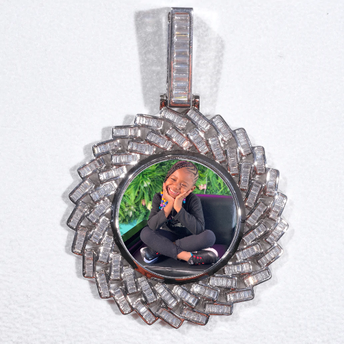 Large 3D Baguette Custom Picture Pendant
