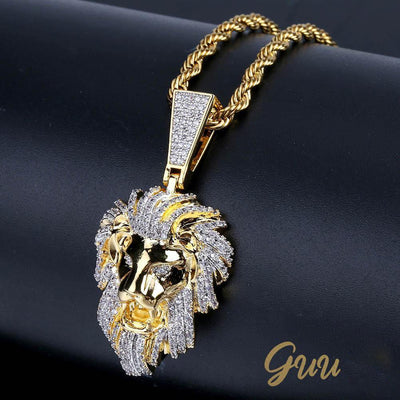 23mm Gold-Plated Micro-inlay Zircon # Lion Head # Rapper Chain - The GUU Shop