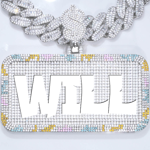 CUSTOM LETTER NECKLACE 3D COLORFUL SQUARE