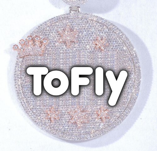 CUSTOM LETTER NECKLACE 3D BIG CROWN DISC