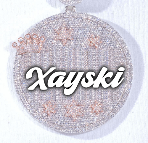 CUSTOM LETTER NECKLACE 3D BIG CROWN DISC