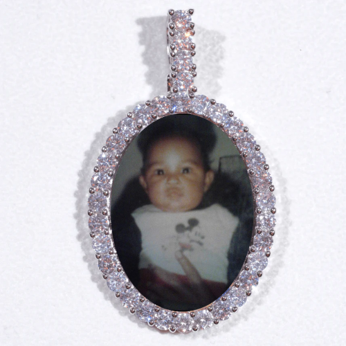 Large 3D Oval Custom Picture Pendant
