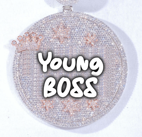 CUSTOM LETTER NECKLACE 3D BIG CROWN DISC