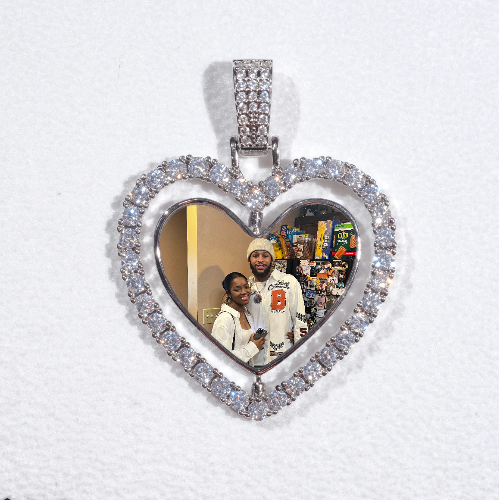 3D Spinning 2-Faced Heart Custom Picture Pendant