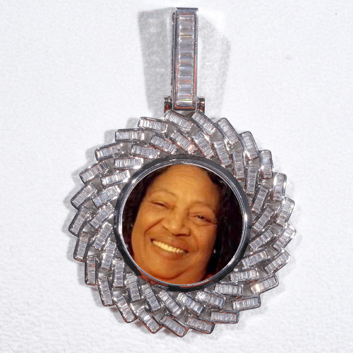 Large 3D Baguette Custom Picture Pendant