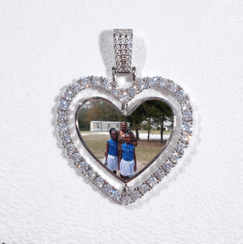 3D Spinning 2-Faced Heart Custom Picture Pendant