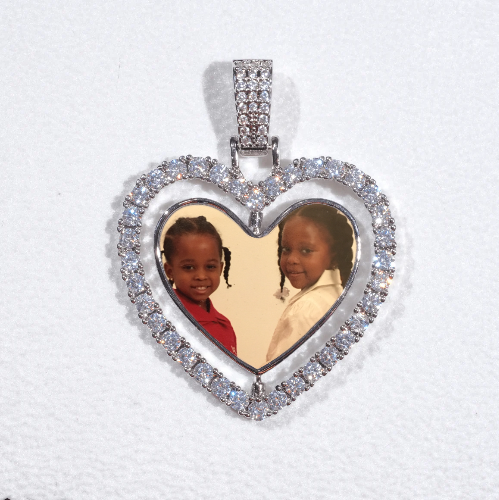 3D Spinning 2-Faced Heart Custom Picture Pendant